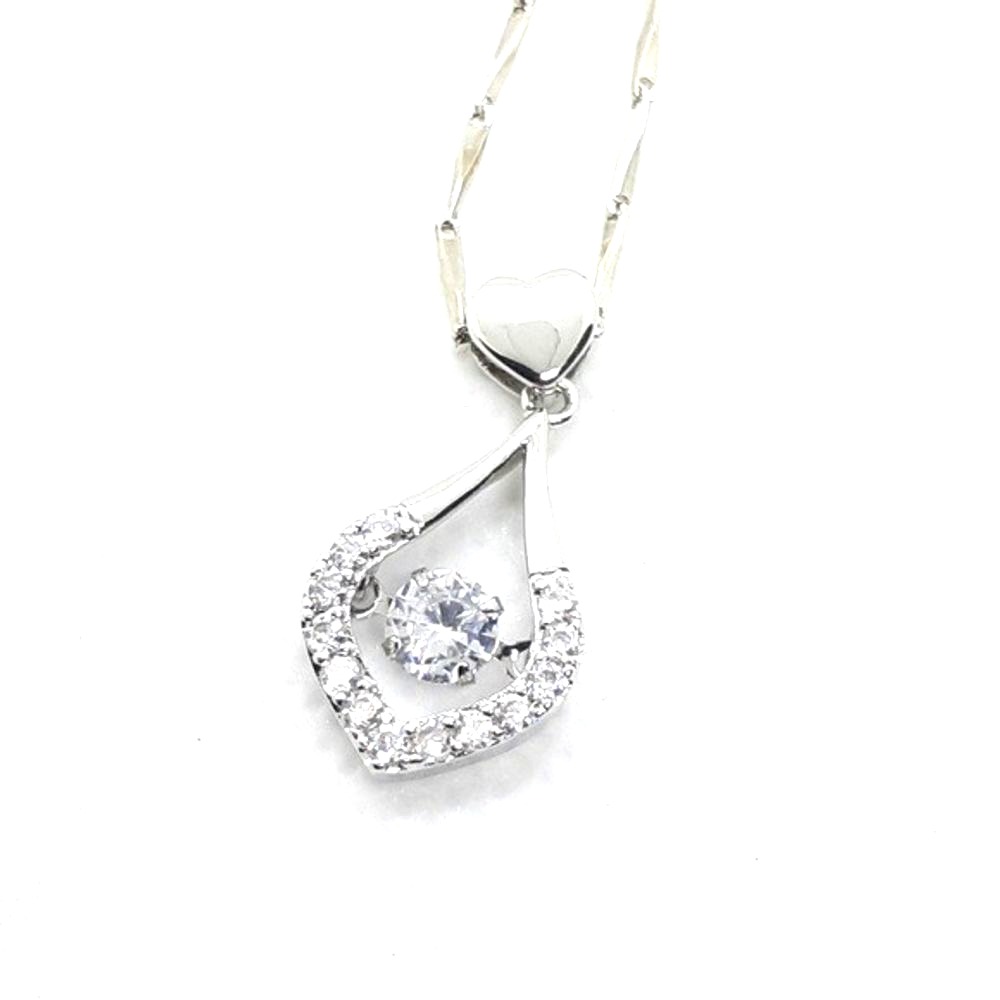 Silver Heart Necklace With  Rotating CZ